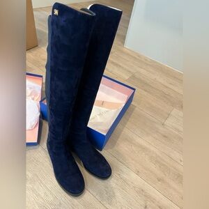 Stuart Weitzman Keelan Navy Blue Suede Boots size 7